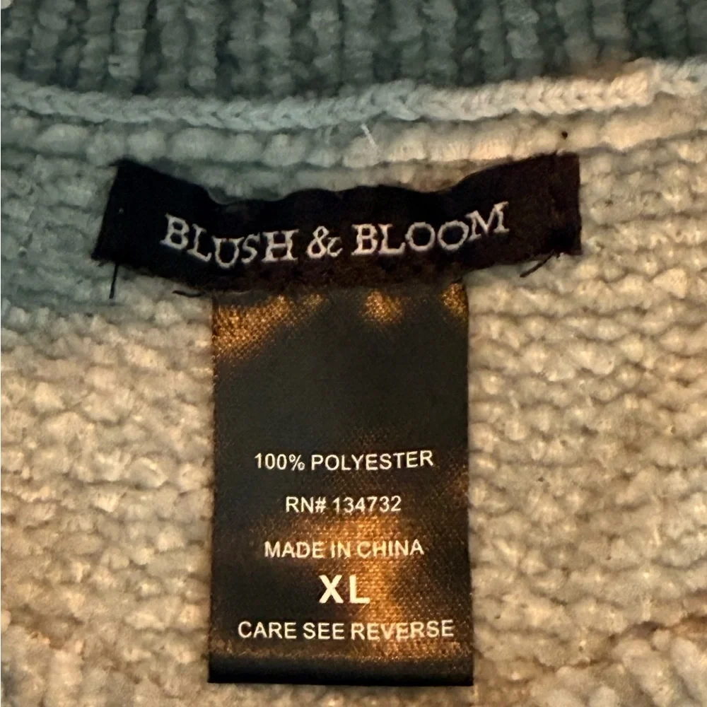 Blush & Bloom Chenille Cowl Neck Women’s Sweater XL Mint Green Oversized Soft